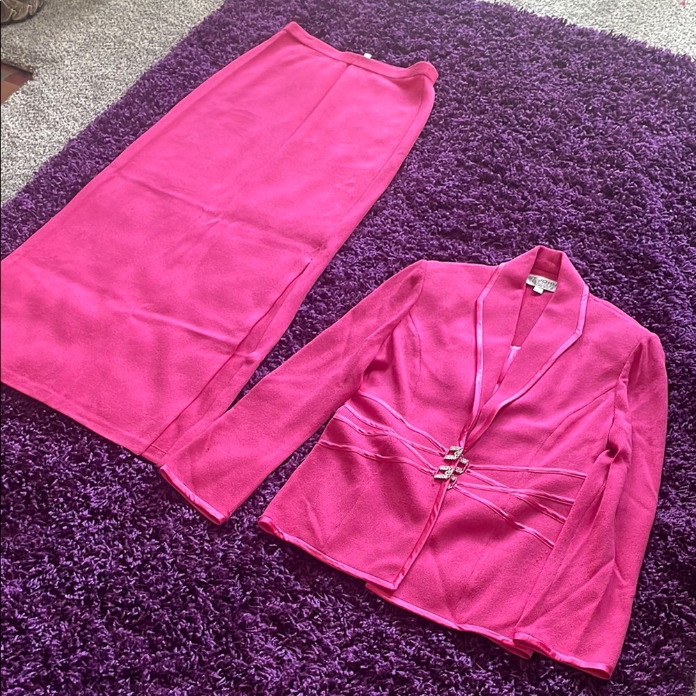 St. John Pink Maxi Pencil Skirt Set for Cocktail or Evening
